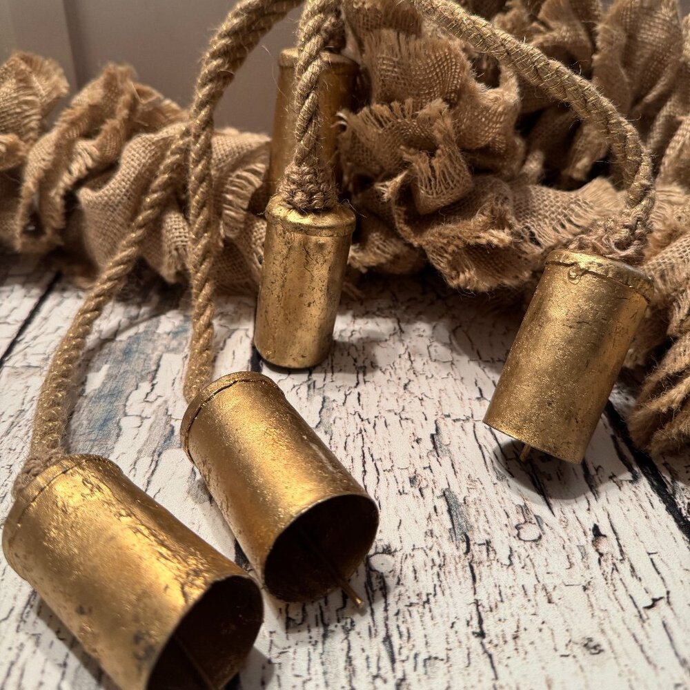 Holiday Hanging Bells Gold Tone Rope